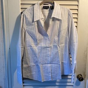 New York and Company, city stretch  - XL long sleeve button down white & purple